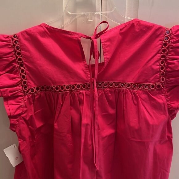 Fushia Flutter Sleeve Blouse Top - Picture 4 of 6